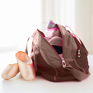 Dance bag and pointe shoes